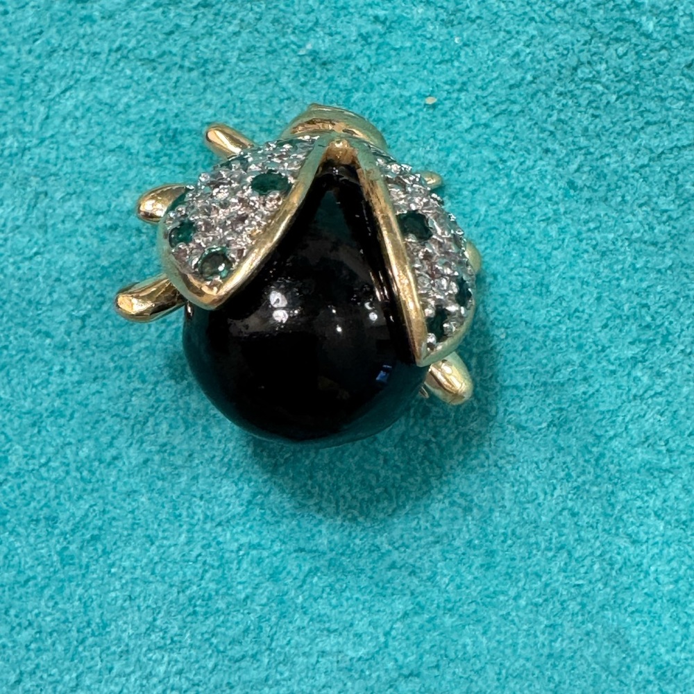 Black and gold Ladybug Brooch - Picture 3 of 6